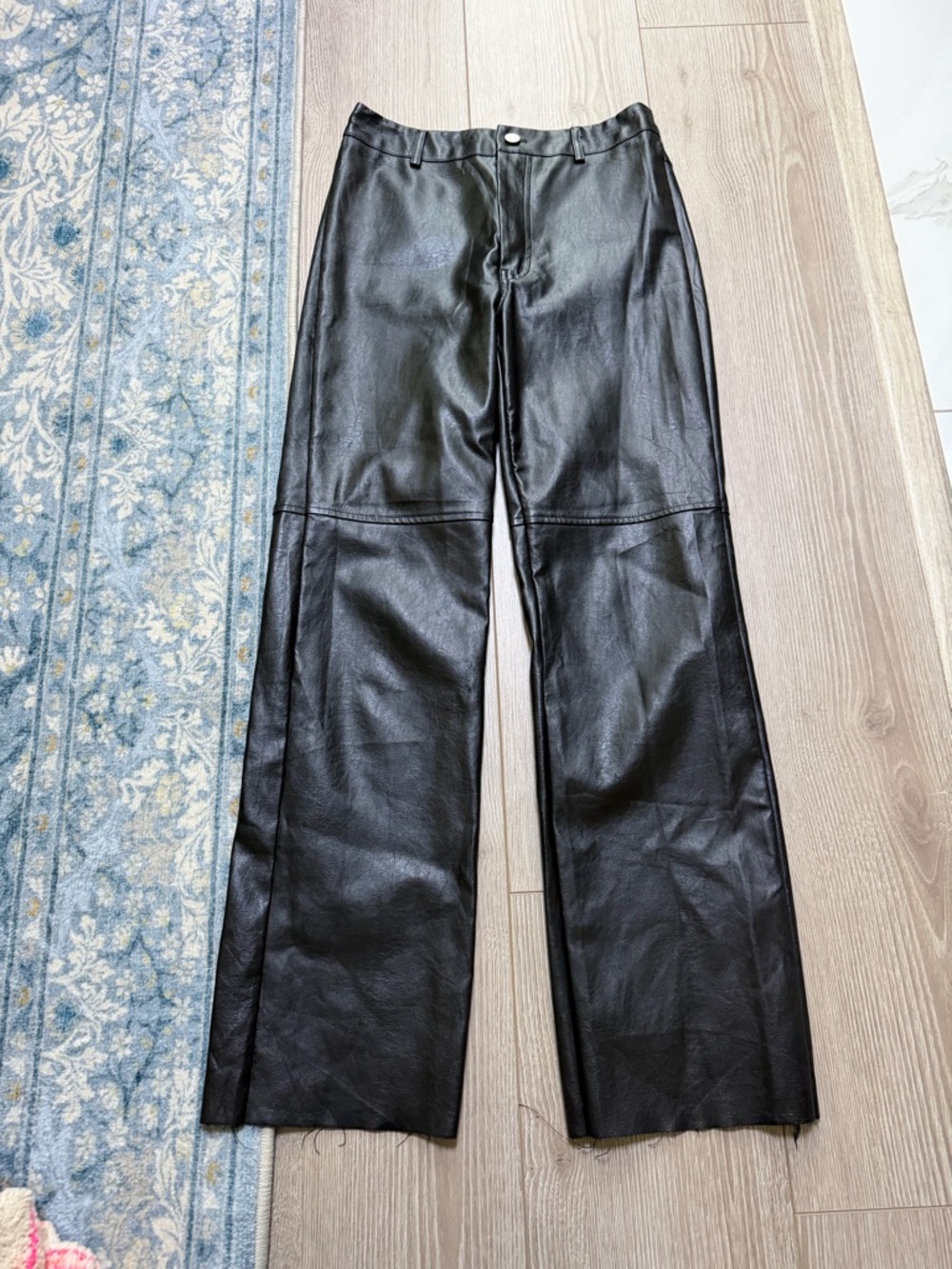 Princess Polly Macey Black High Rise Straight Leg Faux Leather Vegan Pants - Picture 3 of 5